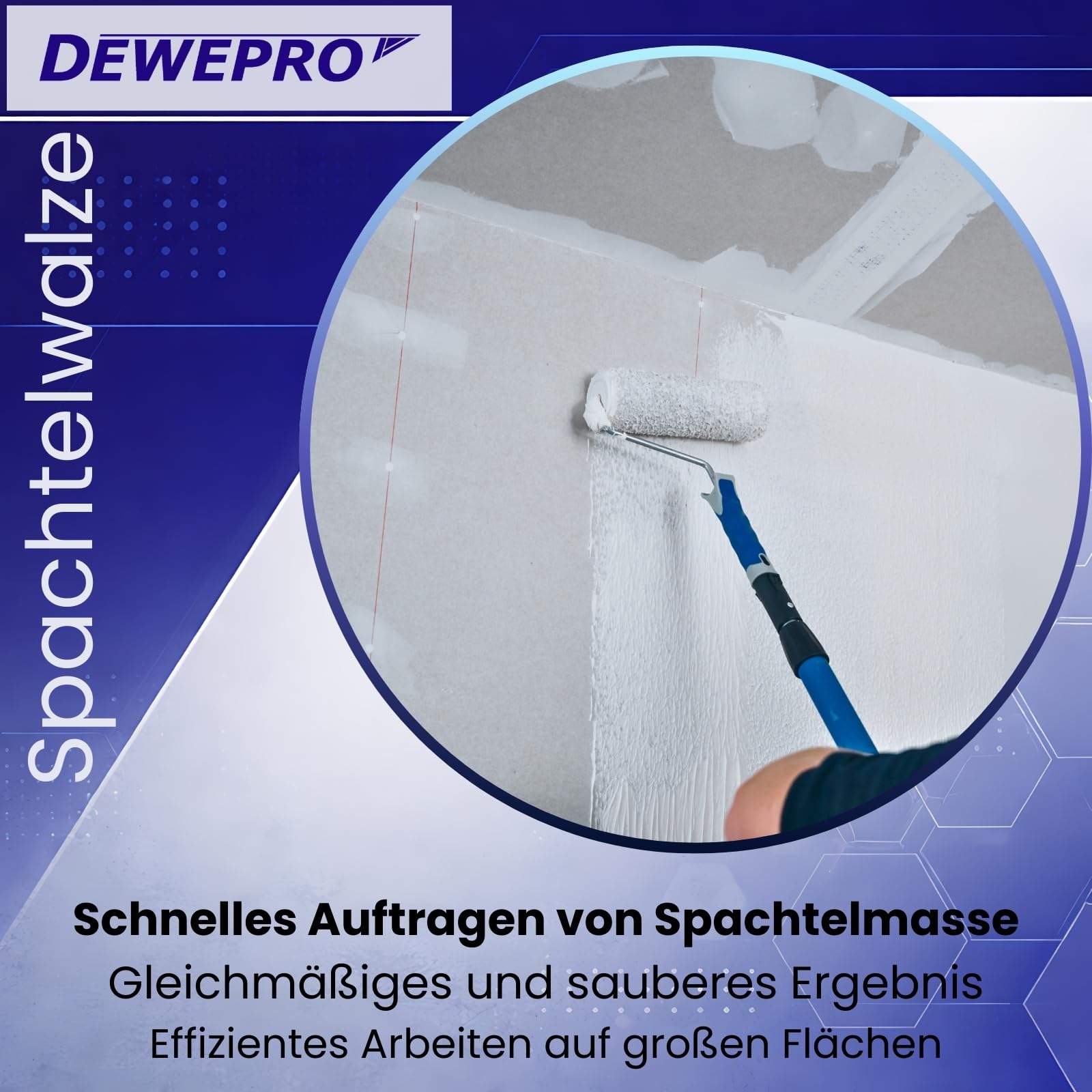 DEWEPRO Beschichtungsroller Set in den Breiten 230mm und 80mm für Spachtelmasse - Rollspachtel - Spezial-Roller für pastöse Spachtelmassen