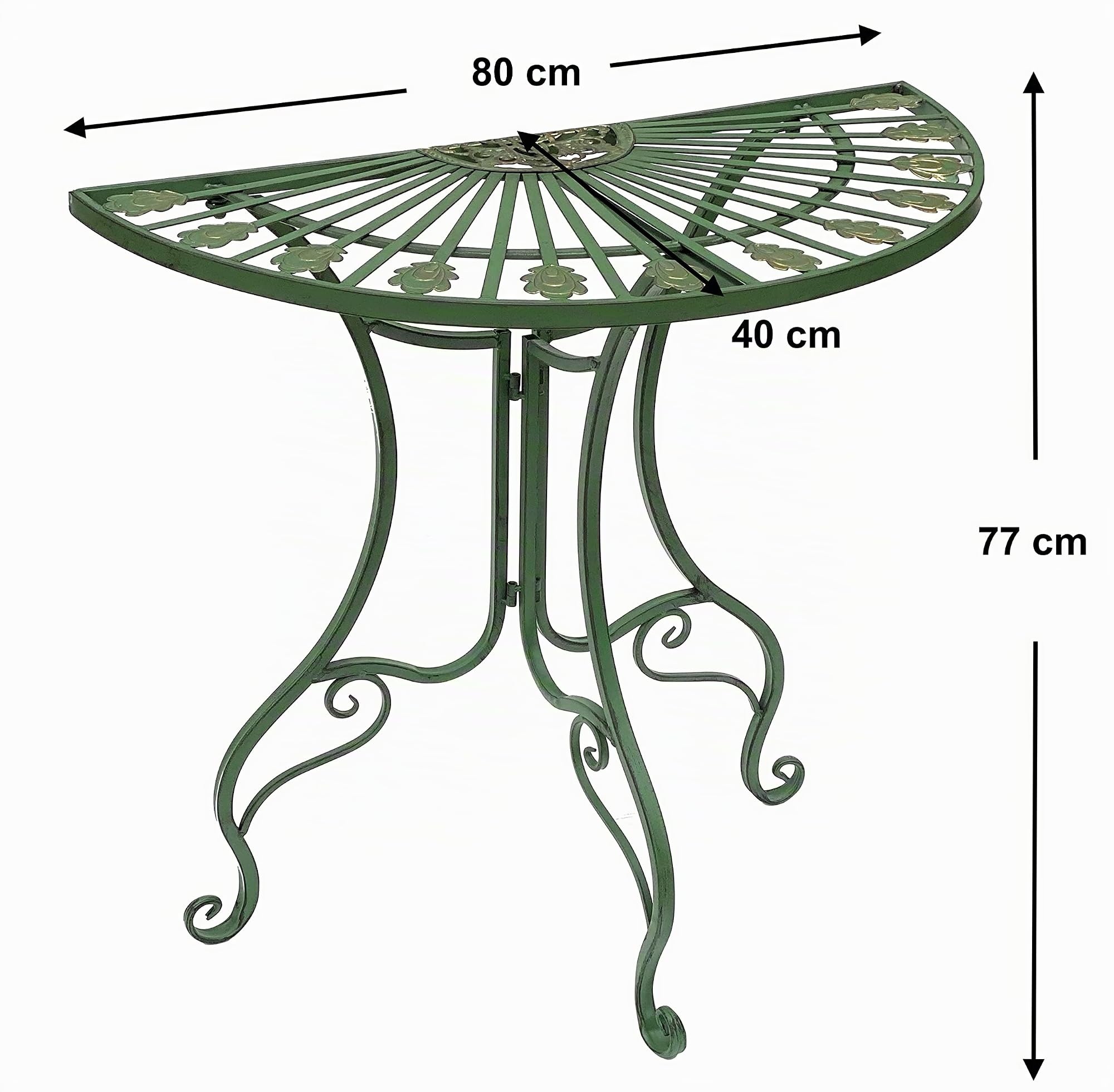 DanDiBo Table murale semi-circulaire 93995 - En métal - 80 cm - Table de jardin semi-ronde - Console murale