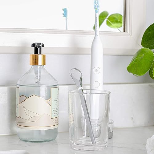 Miniatura 7 de Tongue Sweeper Modelo P de grado médico, apto para lavavajillas, limpiador de lengua de acero inoxidable, reduce el mal aliento y mejora el sabor,