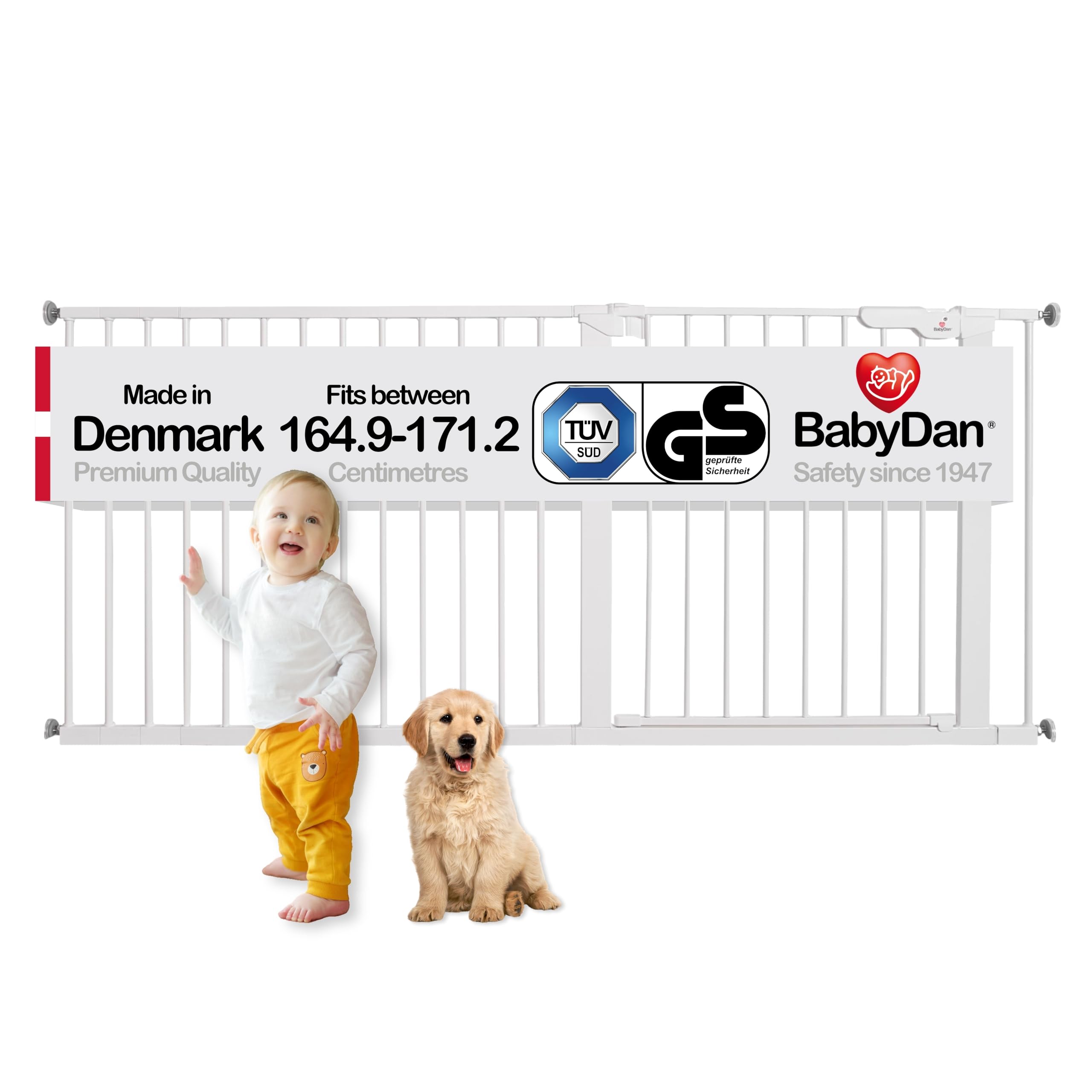 BabyDan Premier, Pressure Fit Stair Gate, 73.5-93.3 cm, Baby Gate/Safety Gate, Metal, White, Made in Denmark - (Pet Gate/Dog gate) — view 30