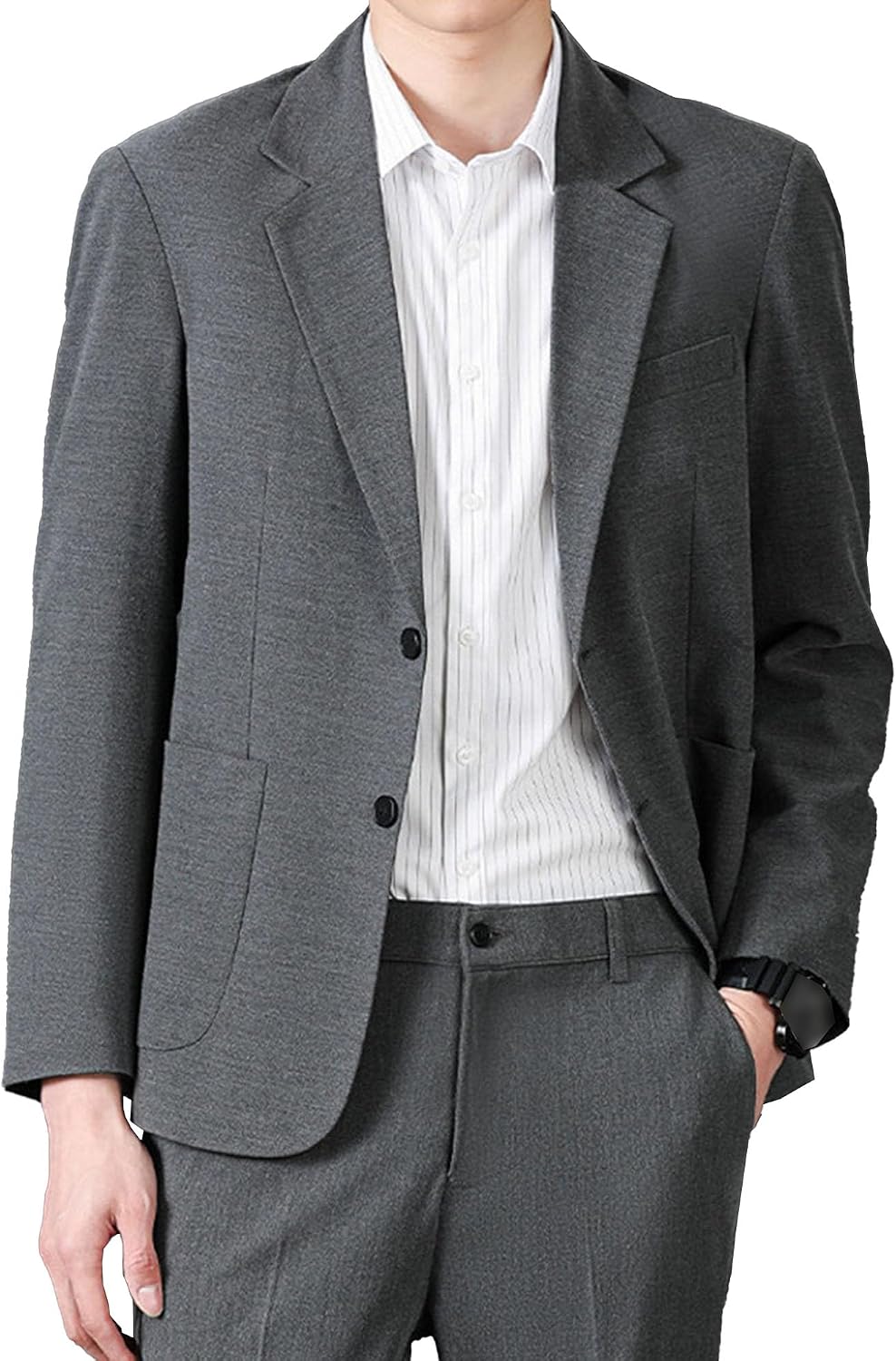 Mens Classic Formal Suit Jacket Vintage Casual Loose Sport Dress Coats Fashion Suit Jacket for Wedding Prom
