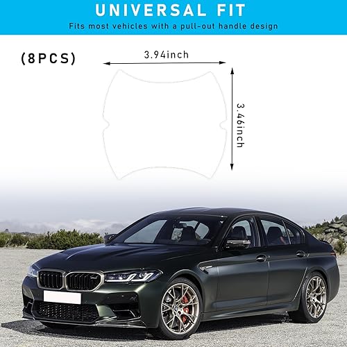 Miniatura 2 de Calcomanías de fibra de carbono, 8 protectores de manija de puerta, impermeables, antiarañazos, ajuste universal para la mayoría de los automóviles