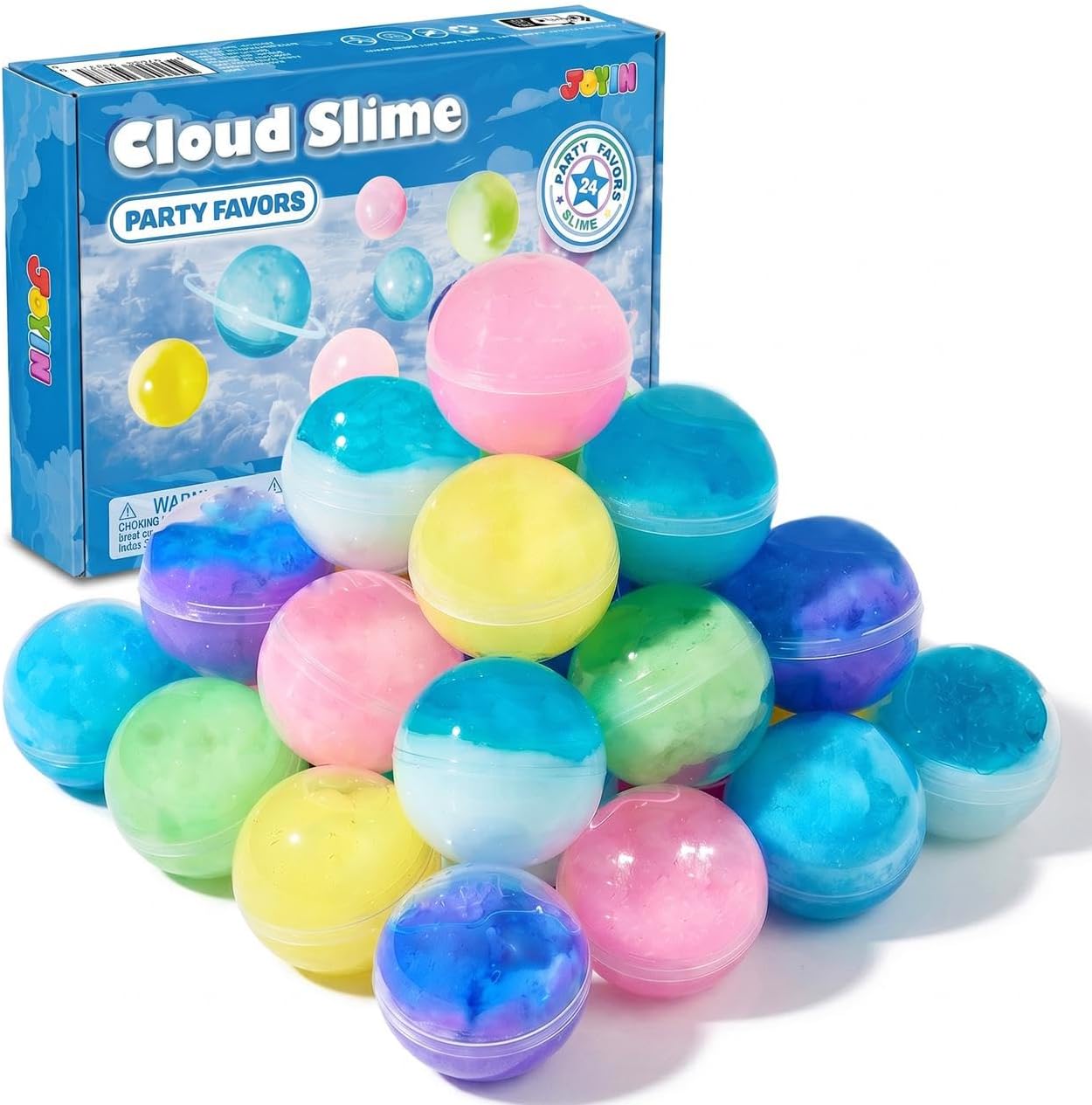 JOYIN 24Pcs Cloud Slime Kit, Slime for Kids, Anxiety & Stress Relief Toys, Great Sensory Experience, Never Dry Out, Birthday Gifts & Party Favors, Carnival Prizes for Boys and Girls, Classroom Rewards