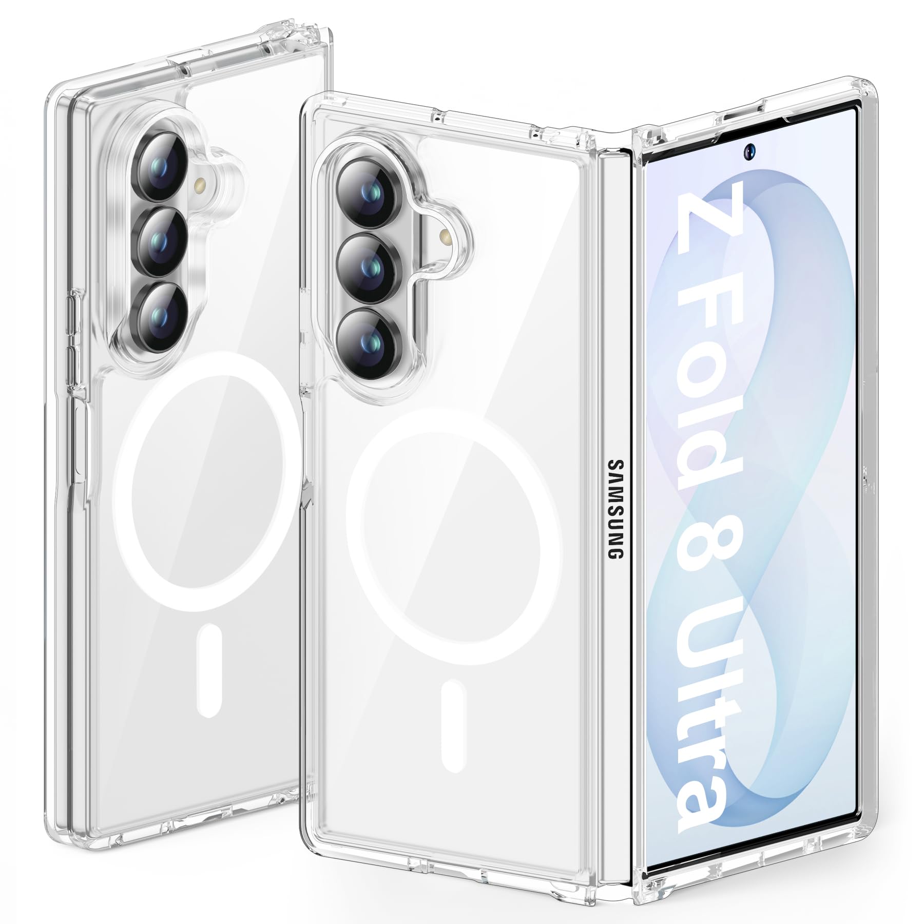 ORETECH Magnetic Case for Samsung Galaxy Z Fold 8 Ultra, Transparent | Compatible with Mag-Safe, Anti-shock Anti-Scratch Bumper Case Transparent Hard PC Case for Samsung Z Fold 8 Ultra