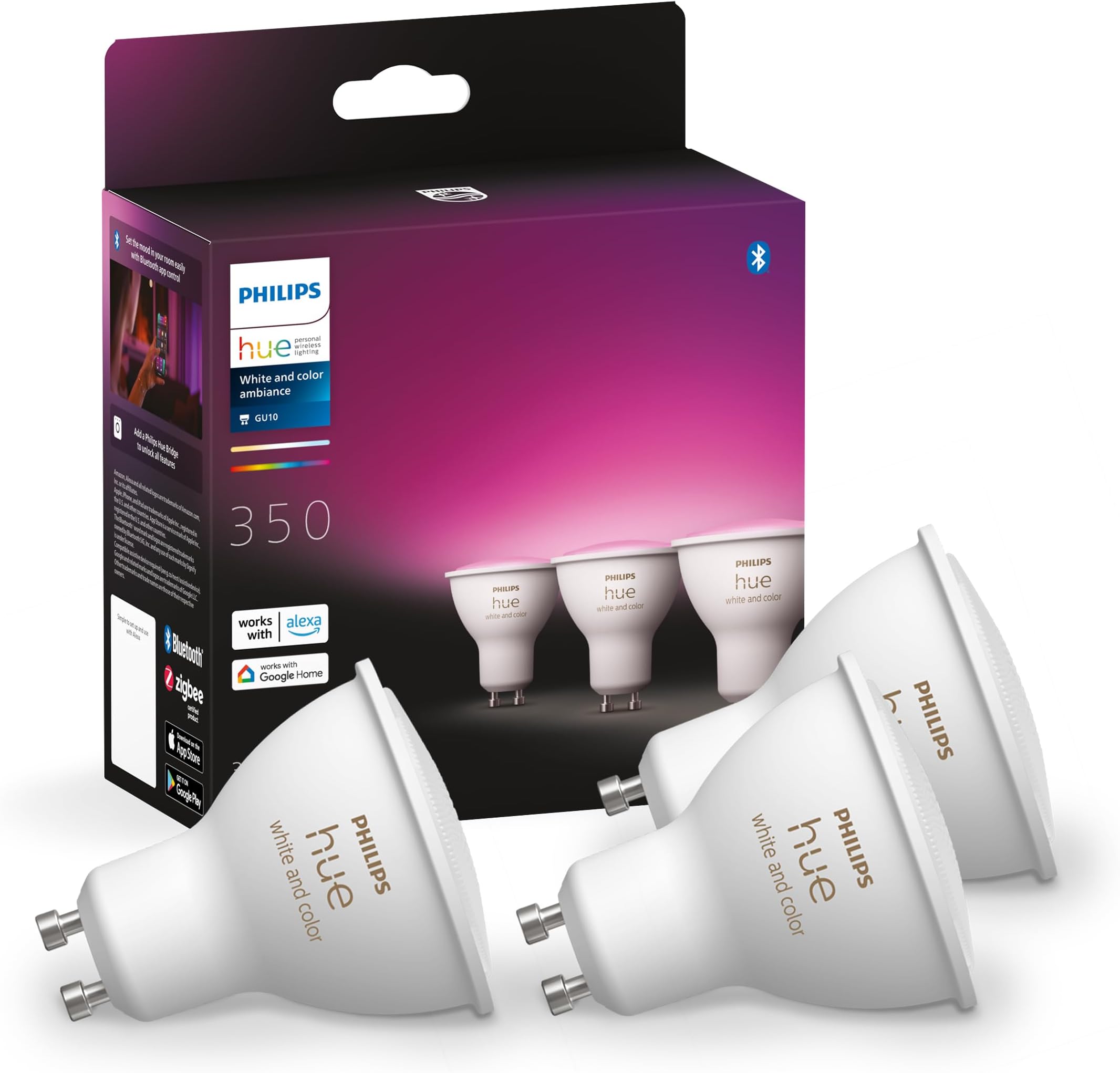 Philips Hue Pack de 2 ampoules connectées White & Color E27