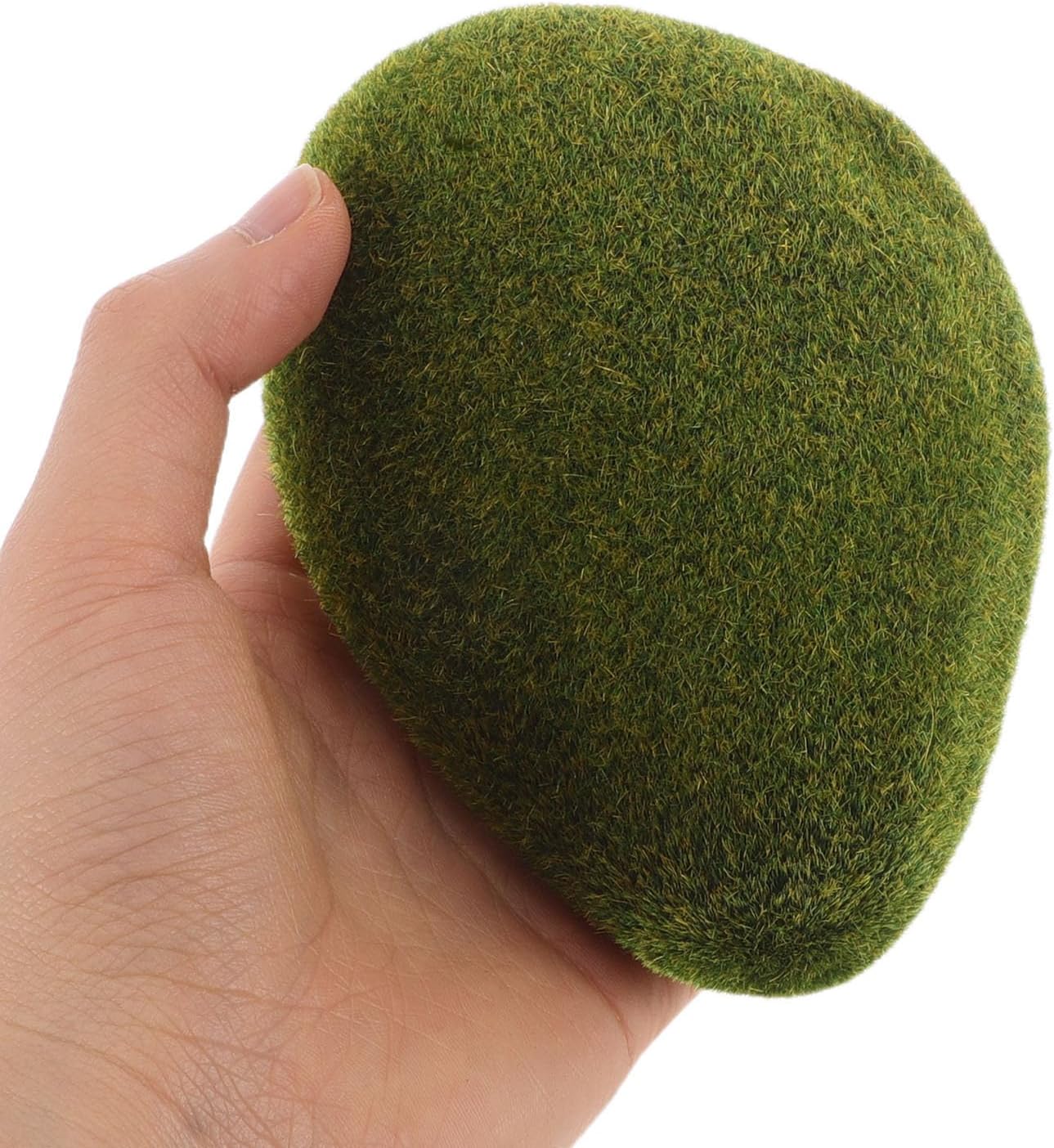 Healifty 6pcs Artificial Moss Rocks Decorative Faux Covered Stones for DIY Floral Arrangements and Plant Potted Decoration, Made of Flocking and Foam with Versatile Applications