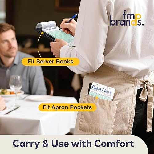 Miniatura 22 de FMP Brands Libros de cheques de invitados para servidores, papel de bloc de notas de servidor, total de 500 hojas (10 blocs), azul con recibo