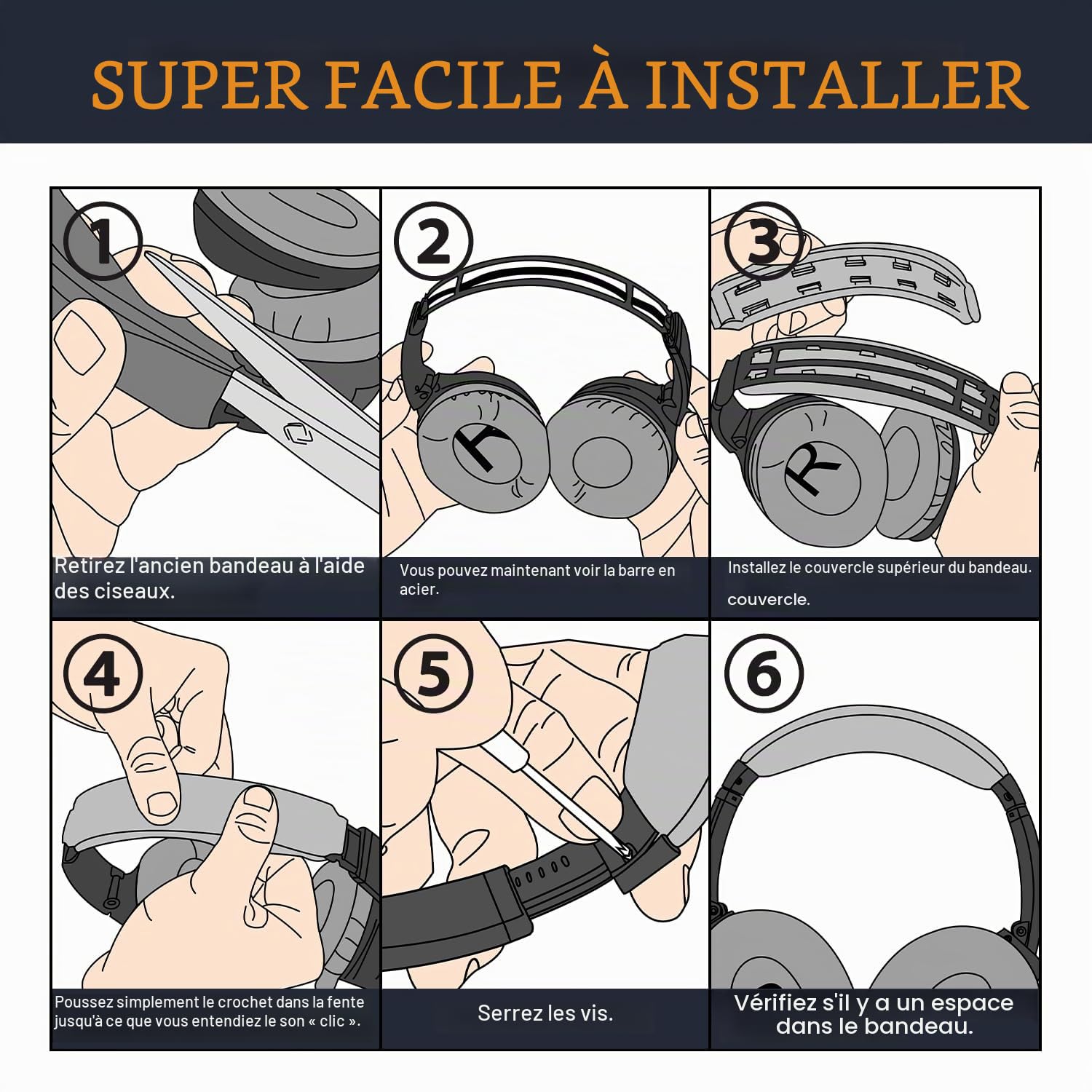 SOULWIT Bandeau de Rechange pour Bose QC35 & QuietComfort 35 II (QC35 II) Casque, DIY Remplacement Headband Accessoires