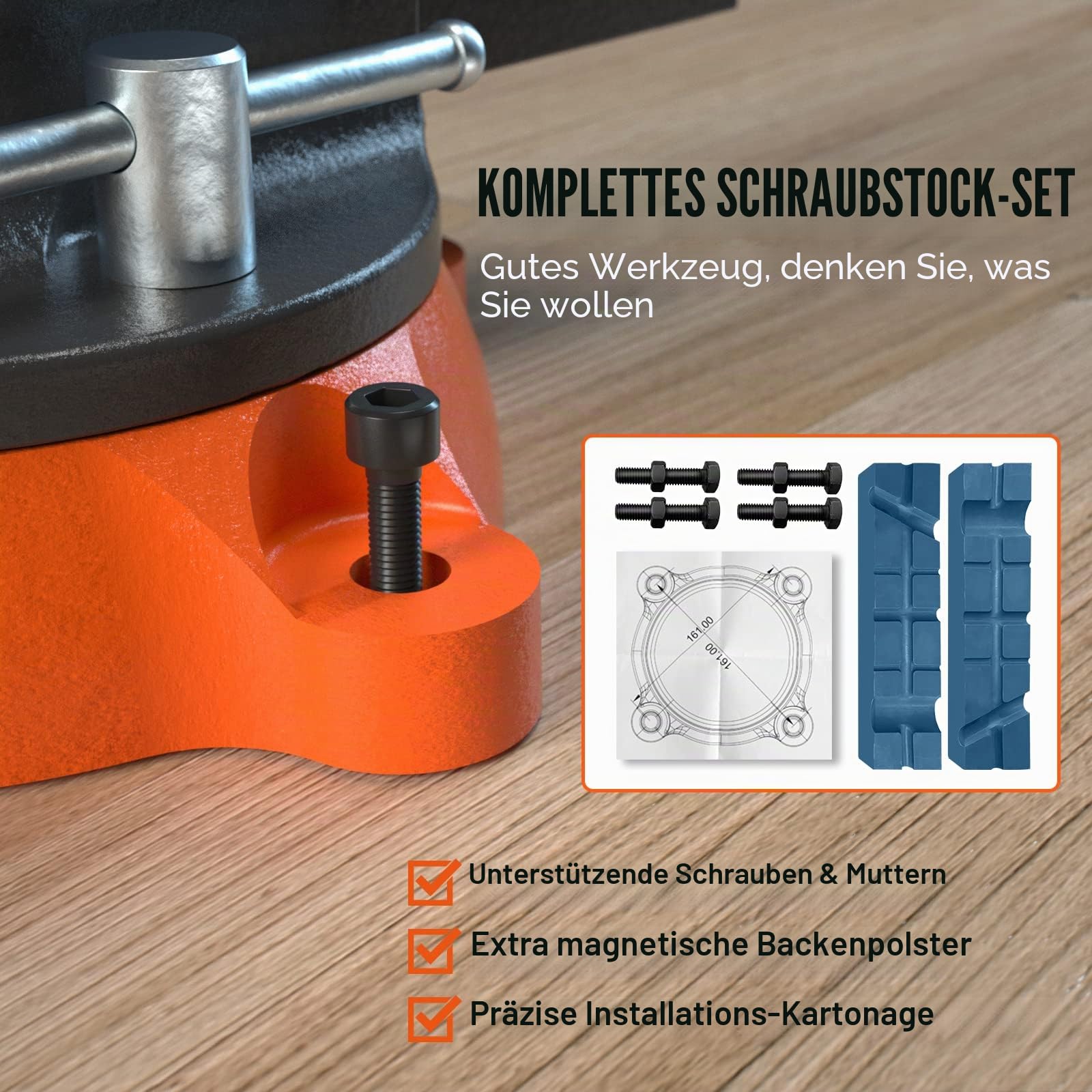 VEVOR 16,7cm Schraubstock 360° Drehbar Sphäroguss Werkbankschraubstock 7,2x7,7cm Amboss Schraubstock 16,5-23,5 Backenöffnung Parallelschraubstock Zwei-Wege-Backen zum Schärfen Schleifen Schneiden