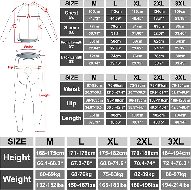 X-TIGER Férfi Hosszú Ujjú Kerékpáros Szett, Téli Kerékpáros Ruházat 5D Gél Párnázott Kantáros Nadrággal