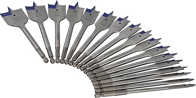 Irwin 17pc Blue Groove 4X Flat Spade Bit Set 6-38mm Wallet 1840636