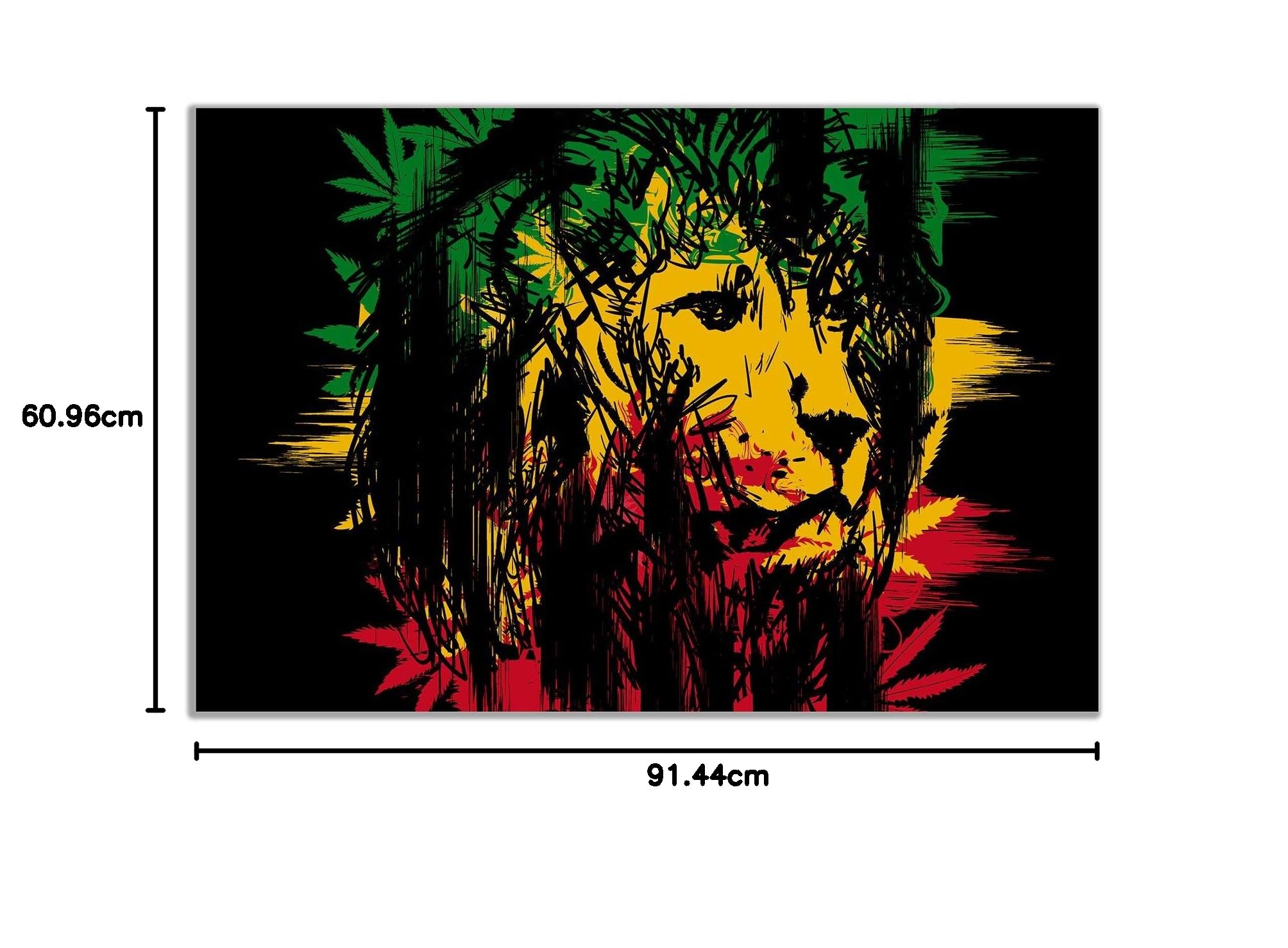Panther Print Stampa artistica su tela Rasta Leone Giamaicano Dreadlocks, 91x61cm (36x24in)