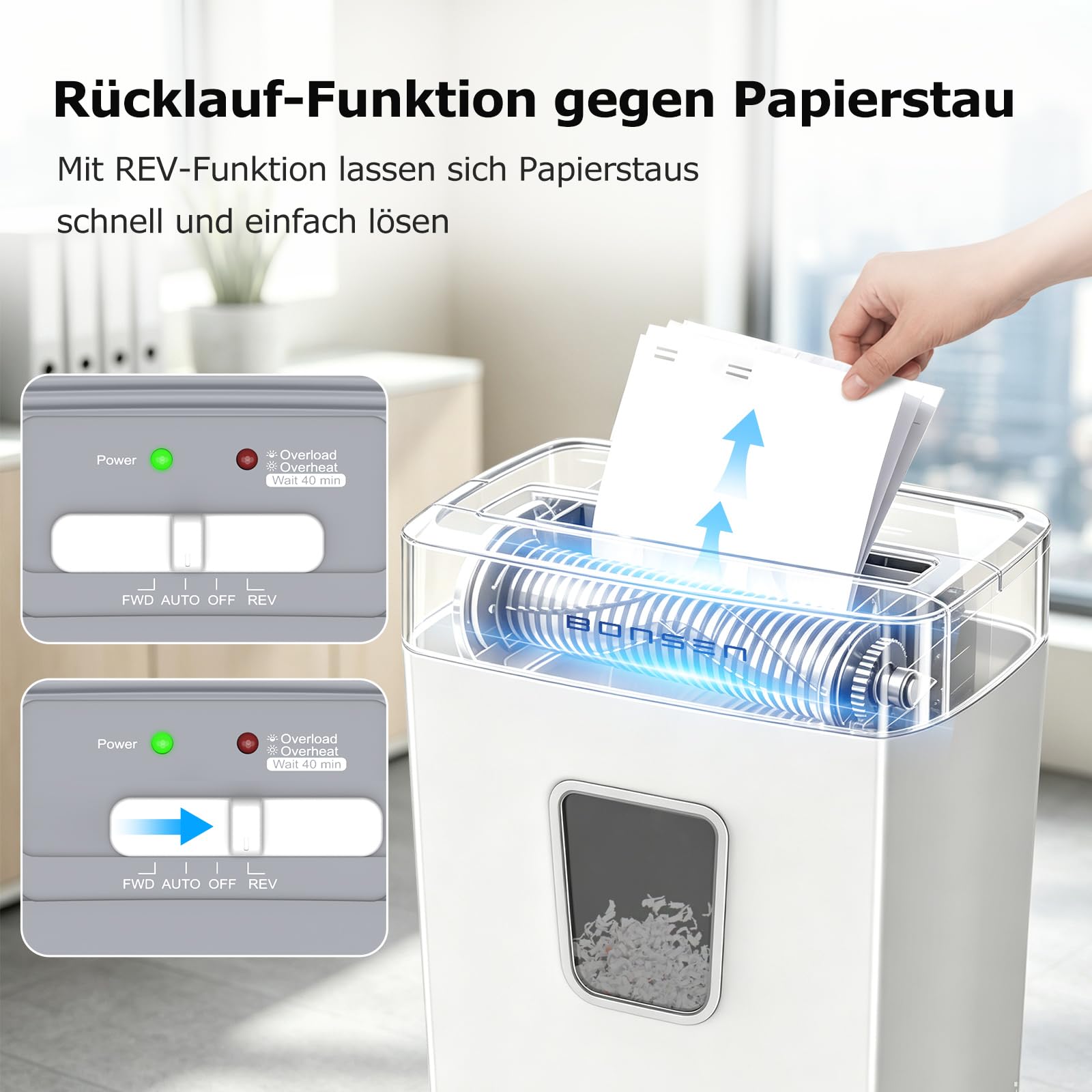 BONSEN Niszczarka papierowa, S5211-W