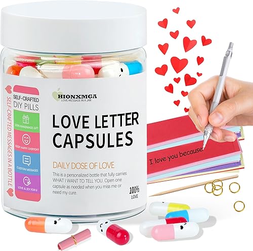 Miniatura 10 de Regalos para Relaciones a Larga Distancia – (60 piezas) Cápsulas de Mensajes de Amor Preescritos en una Botella de Plástico, Regalos Lindos para Él