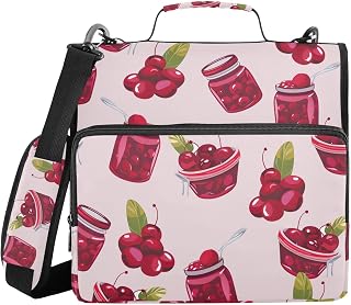 3 Ring Zipper Binder with Shoulder Strap Cranberry Sauce Red 1.5 inch Binders Keeper Large Capacity Multi Pockets for School Office Supplies