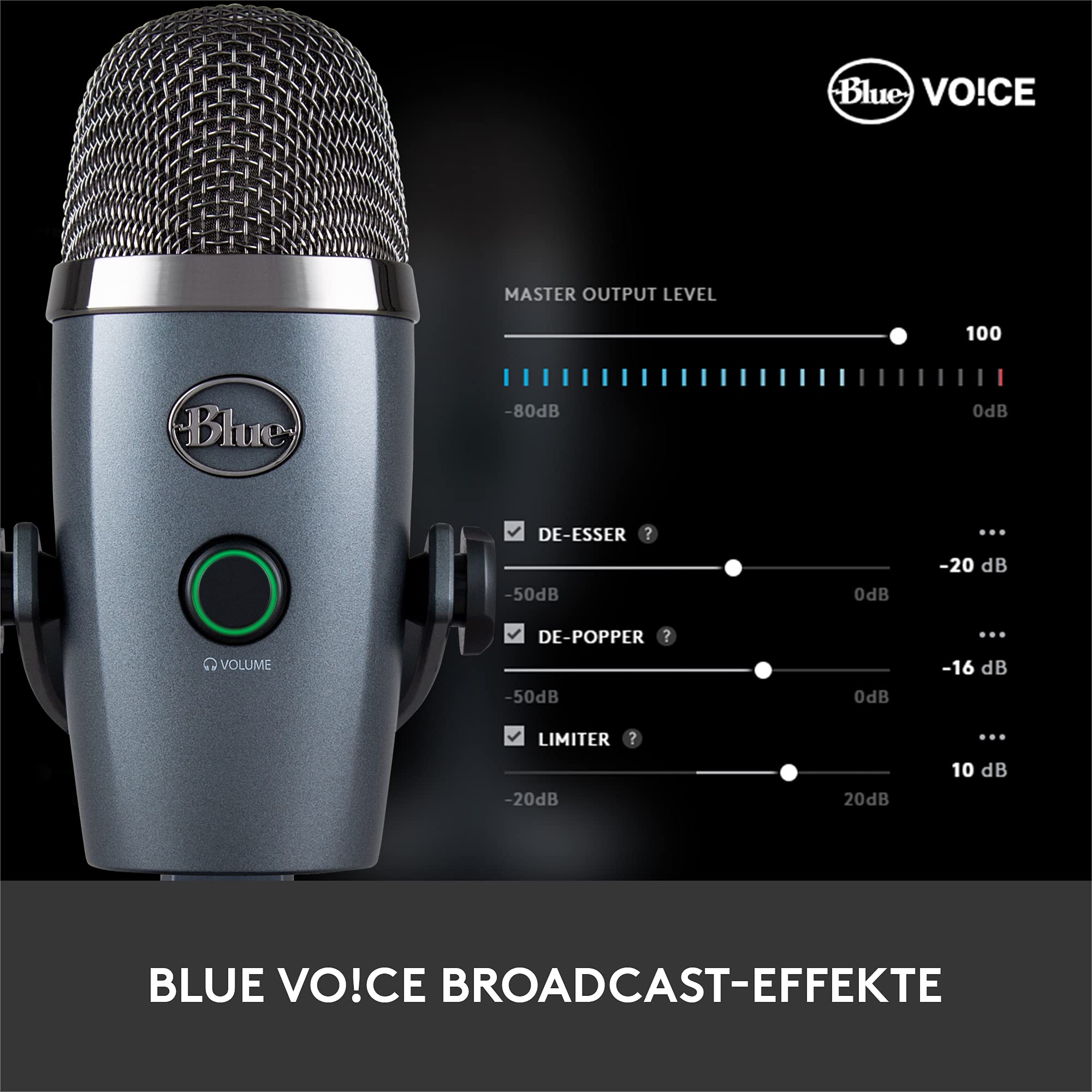Blue Yeti Nano Premium USB-Mikrofon für Aufnahmen, Streaming, Gaming, Podcasting auf PC und Mac, Mit Blue VO!CE-Effekten, Nieren- und Kugelcharakteristik, Latenzfreies Monitoring - Grau
