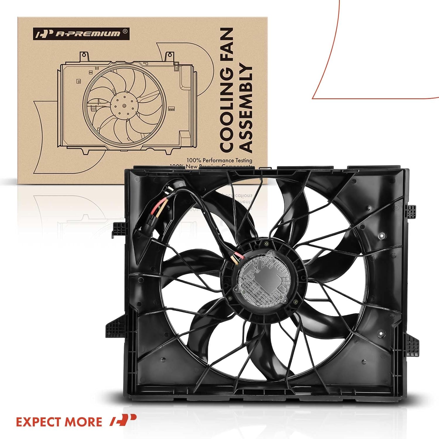 A-Premium Engine Radiator Cooling Fan Assembly with Brushless Motor Compatible with Select Jeep & Dodge Models - WJ Series Grand Cherokee 2011-2013, Durango 2011-2013 - Replace# 55038994AI