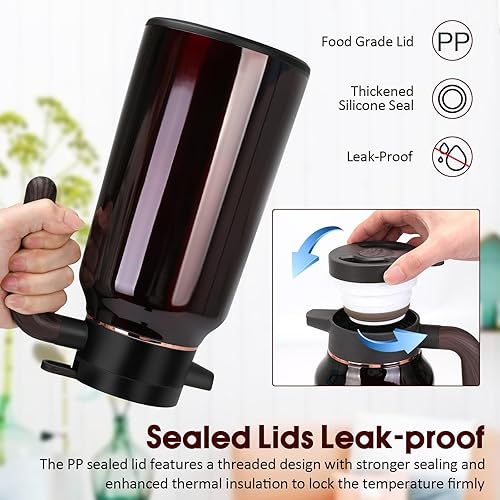 Miniatura 51 de Jarra térmica de café de 68 onzas, jarras de acero inoxidable para líquidos calientes durante 36 horas, jarras de café aisladas para mantener