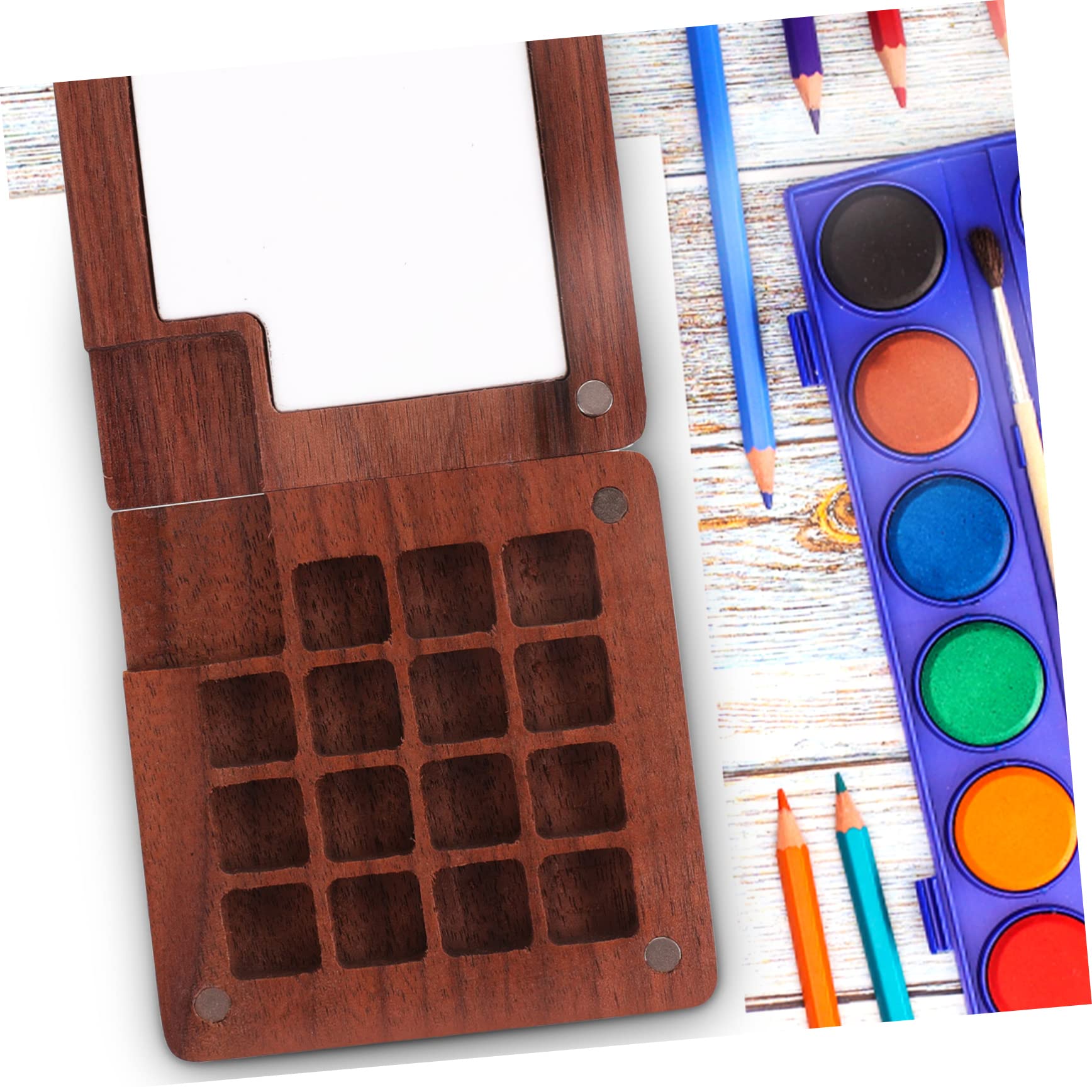 VILLCASE 4pièces Boîte à Pigments Bois Pour Aquarelle Palette De Peinture Artisanale Avec Couvercle Couleurs Idéale Pour Artistes Et Étudiants