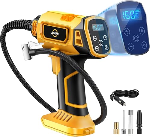 Compresor de aire inalámbrico para batería Dewalt de 20 V máximo, inflador de neumáticos portátil de 150 PSI, bomba de aire de mano con medidor de