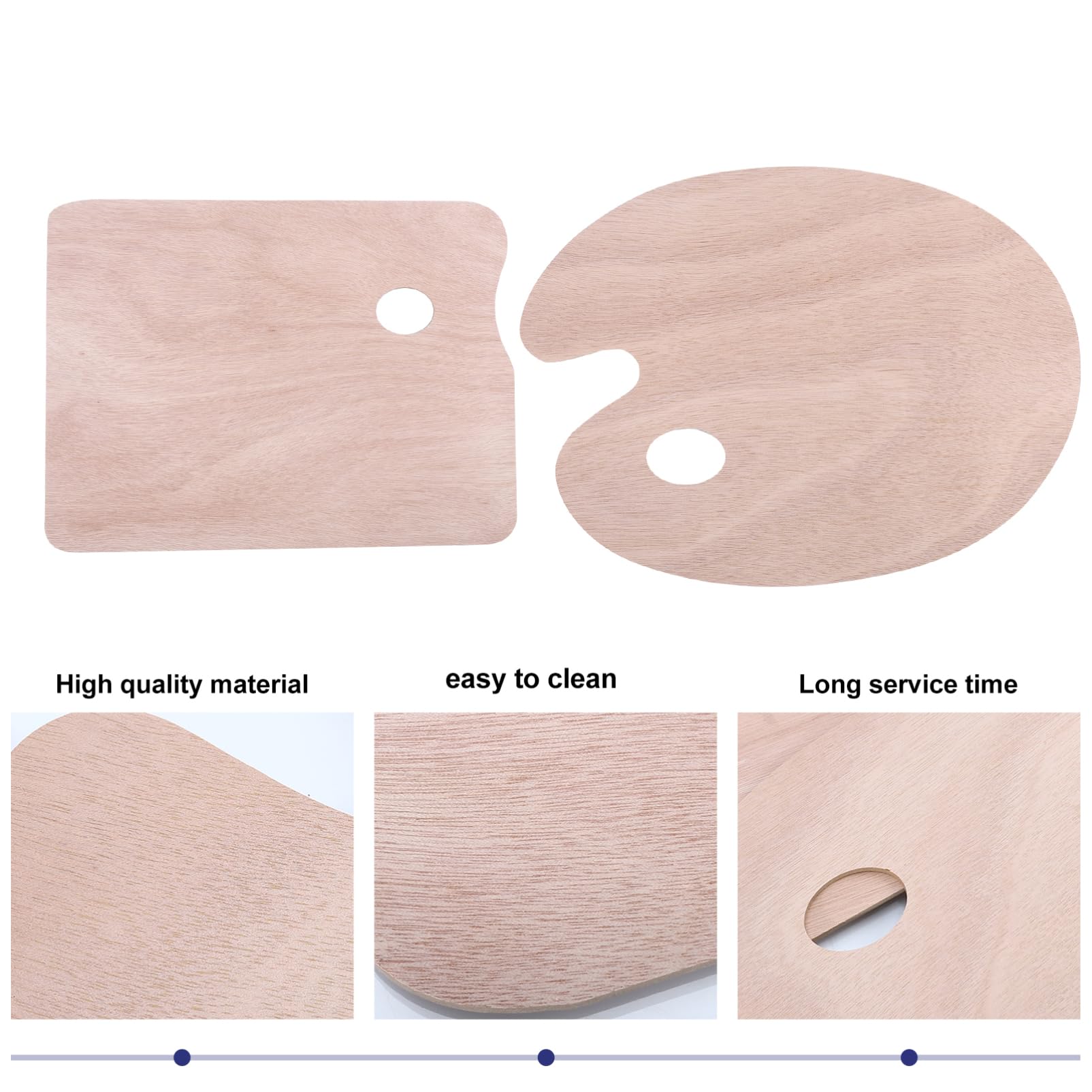 Palette de Peinture à l'huile en Bois Poignée, 2 Pcs