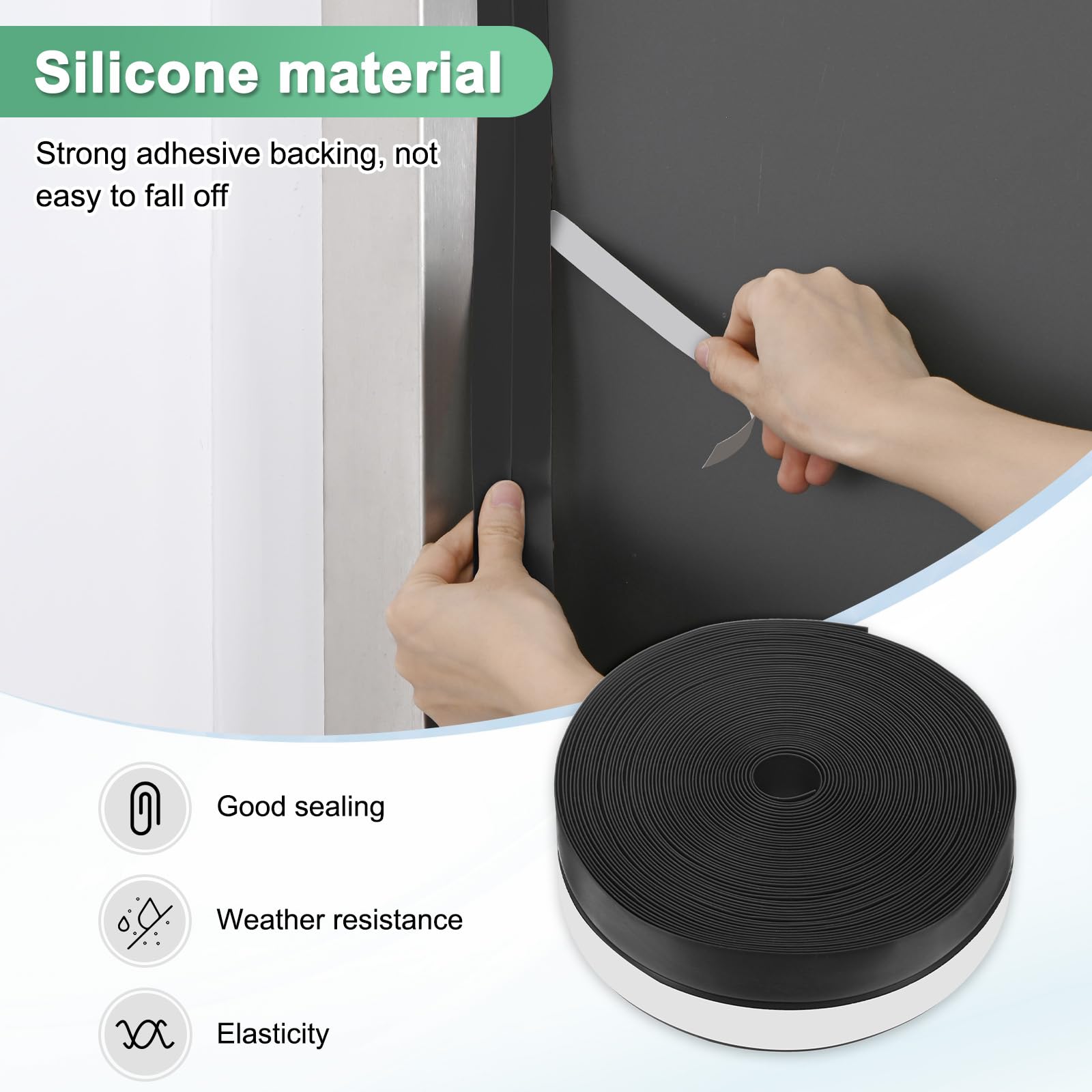 M METERXITY Weather Stripping Door Seal Strip, 1.37 Inch(35mm) Silicone 32.8 ft Draft Stopper for Windows Gaps/Shower Door - Image 2