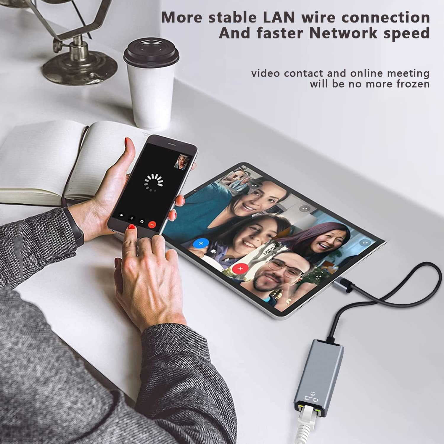 Adattatore da Lightn1ing a Ethernet,100Mbps RJ45 con porta di ricarica,compatibile con i-Phone/i-Pad/i-Pod
