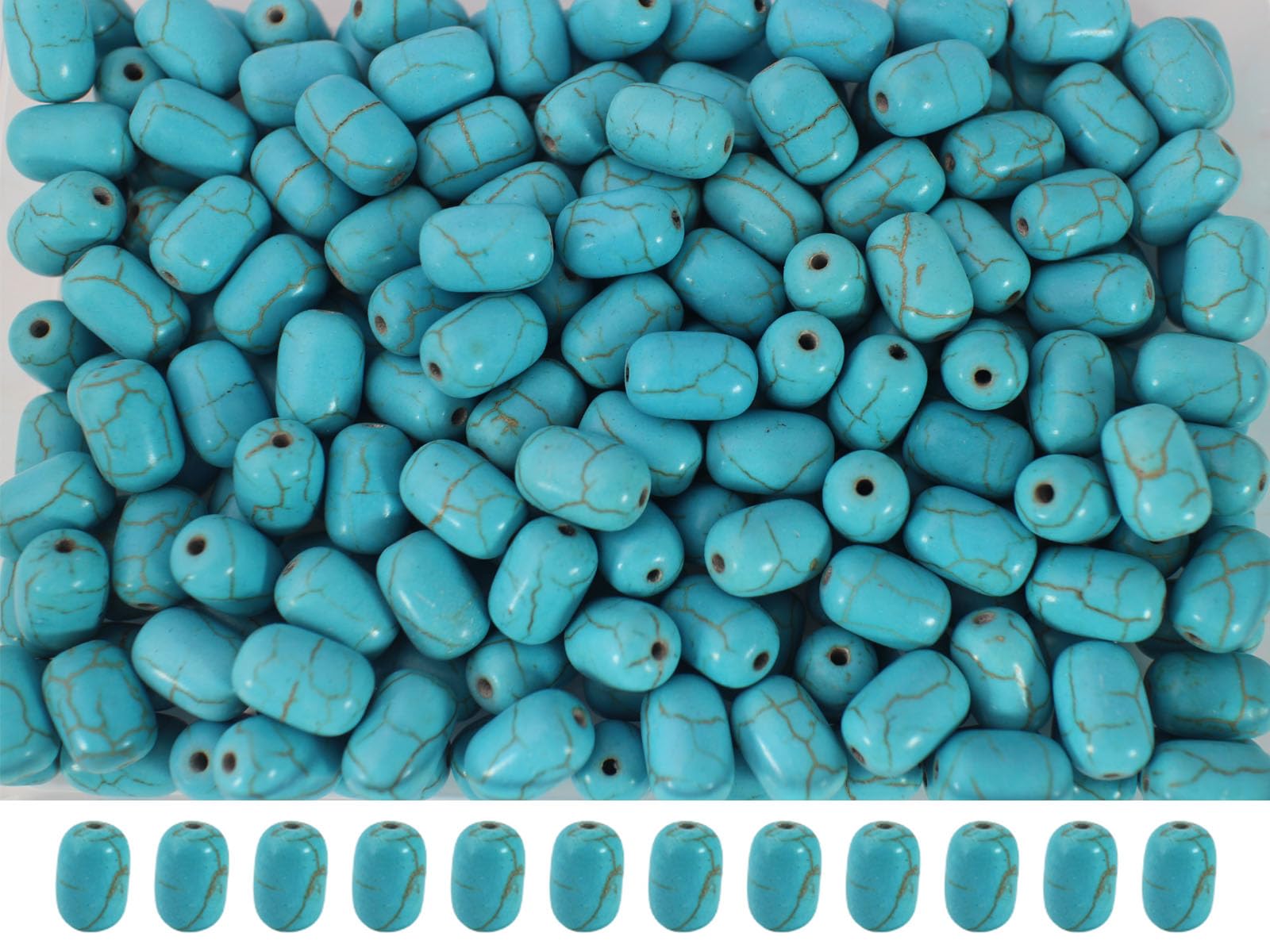 Turquoise Stone Cylinder Beads for Jewelry Making - 200pcs 8x12mm Blue Tube Spacer Beads Bulk for Necklace, Bracelet, Keychain, Hair, Lanyard & DIY