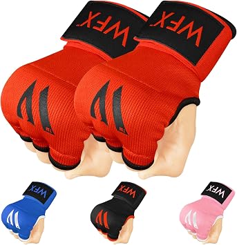 WFX Kids Junior Boxing Hand Wraps Inner Gloves Gel Padded Elasticated Padded Fist Under Gloves Pair Combat Sports for Young Fighters Gel Boxing Hand Wraps