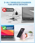 JoyGeek 3-in-1 Support de chargeur pour magnétique : borne de recharge sans fil pliable lumières de nuit-chargeur magnétique dock iPhone 15/14/13/12Pro/Max/Plus (Rose)