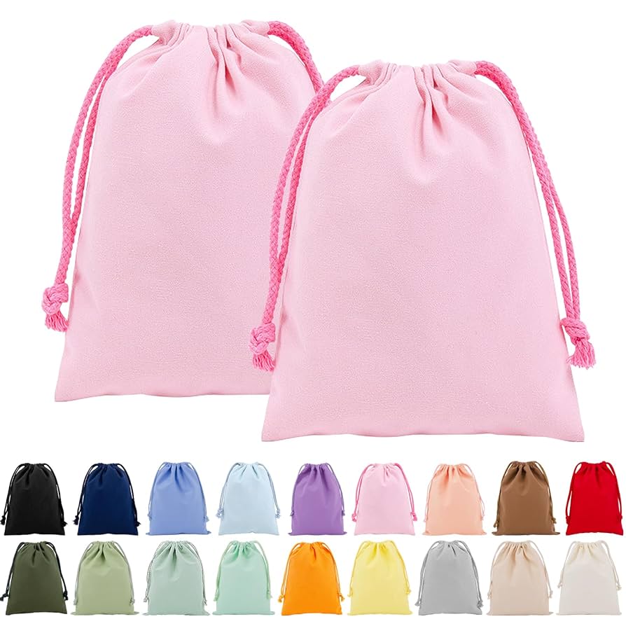 【即購入OK♥】巾着袋 収納袋 (2枚セット) 巾着 ギフトバッグ 小物入れ Amazon | FINGOOO 巾着袋 2枚セット 収納袋 無地 帆布 ギフト