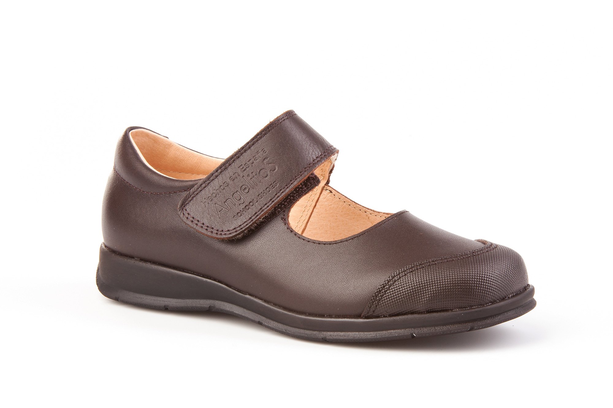 Angelitos Merceditas Colegiales para Niñas con Puntera Reforzada Todo Piel, Mod.463. Calzado Infantil Made in Spain, Garantia de Calidad.