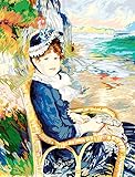 100%cotone Generico mezzopunto mezzo punto stampato a colori completo di matassine La Ragazza sulla sedia di Renoir 50 x 65 disegno ricamabile.