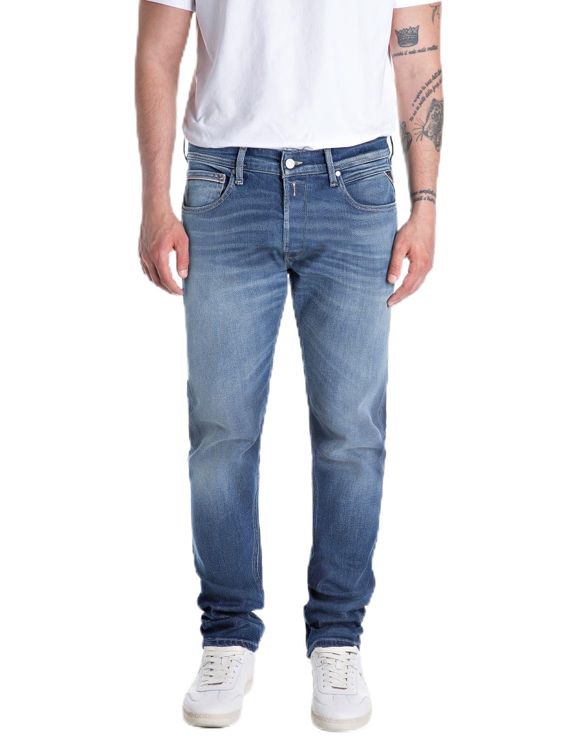 Replay Men's 009 Medium Blue Grover Jeans, 36 W/32 L