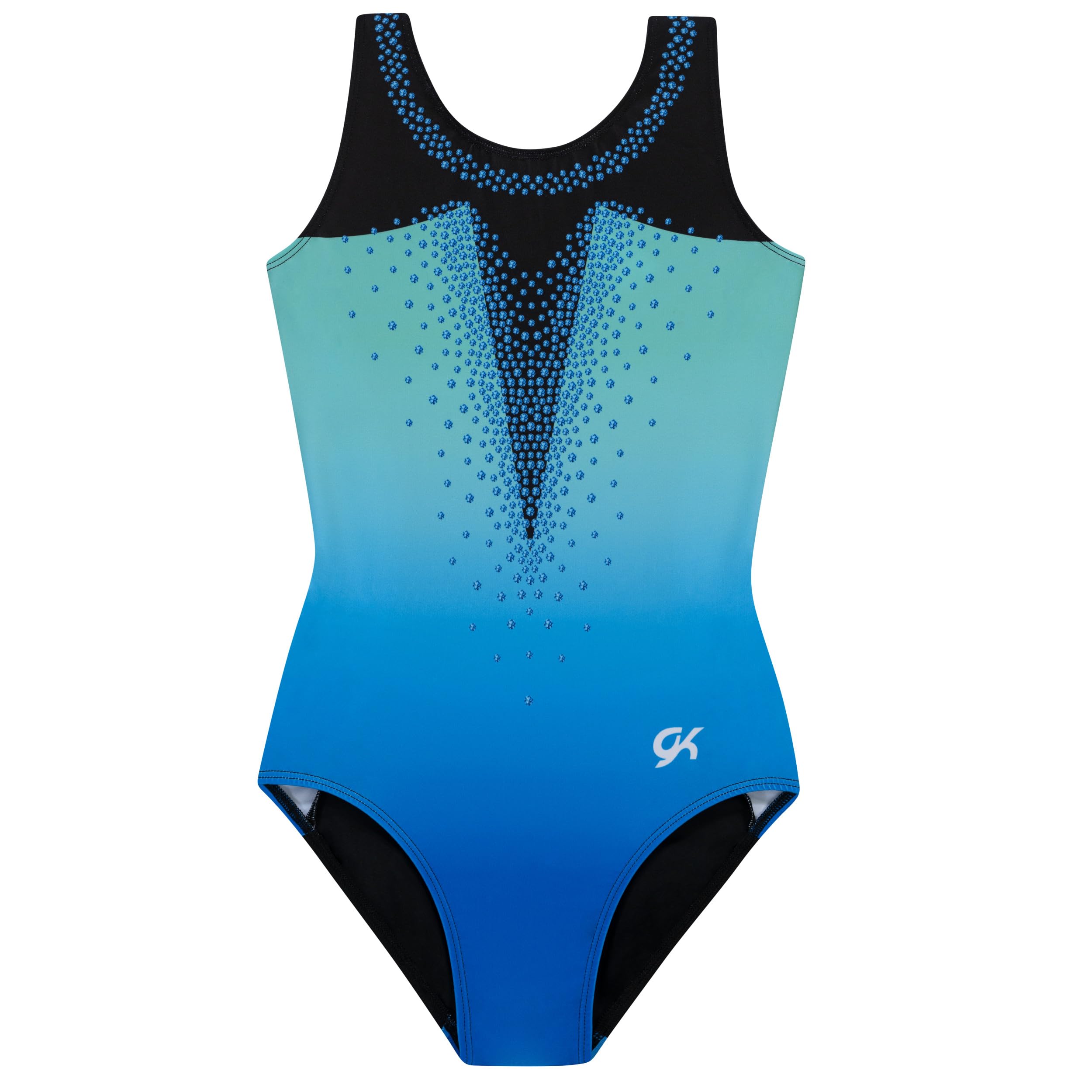 Girls Dazzling Diamonds Gymnastics Leotard - Dance Costume with Matching Scrunchie for Toddlers, Children, Juniors (