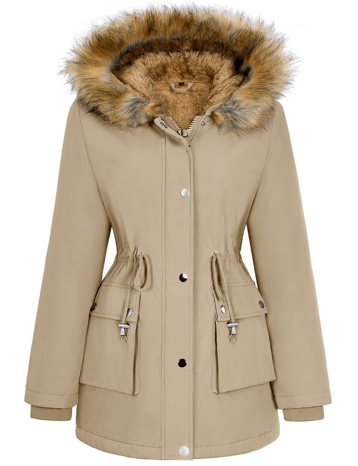 Lonya Cappotto Donna Invernale Parka Elegante Giubbotto Idrorepellente Trench Cappotti Lungo Giacca con Cappuccio