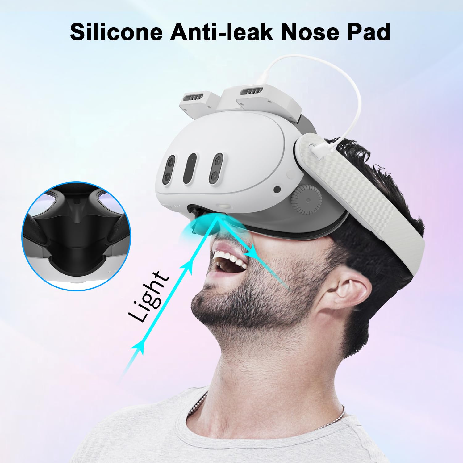 Cooling Facial Interface Face Cover für Quest 3: Verstellbare VR Facial Interface mit Kühlgebläse, weichem PU Face Cushion Pad Replacement und Lens Protector für Quest 3 Zubehör