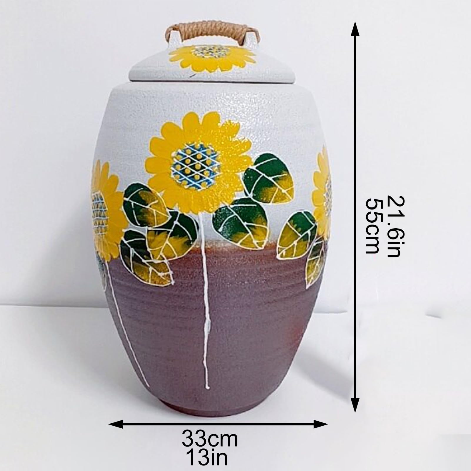 Barattolo for La Conservazione Degli Alimenti in Ceramica con Coperchio, Contenitore for Cereali Antichi for La Conservazione Della Dispensa e Decorazioni da Banco(Hydrangeas,13x21.6in/33x55cm)