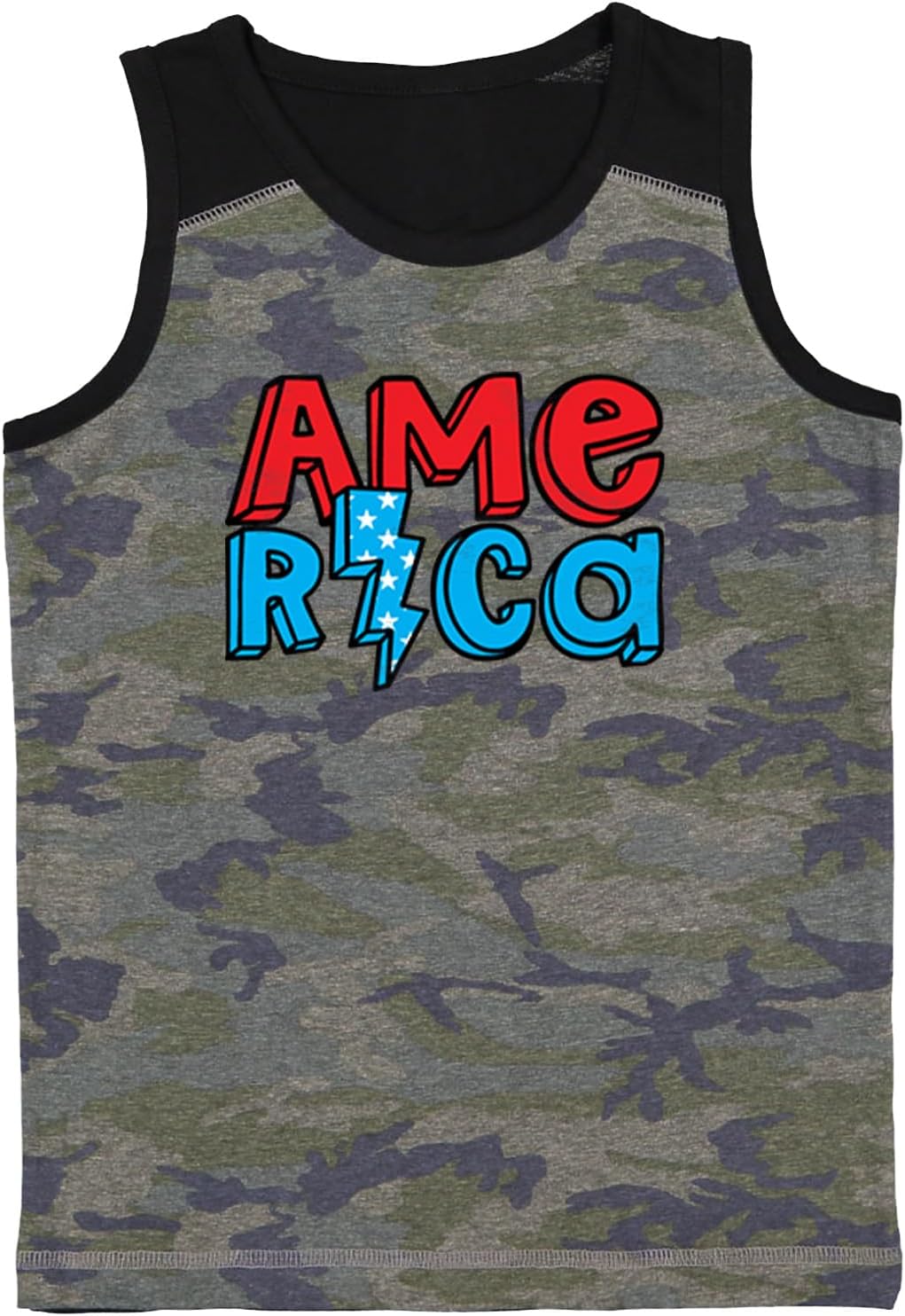 America Lightning Bolt - Stars & Stripes Youth Contrast Back Tank Top