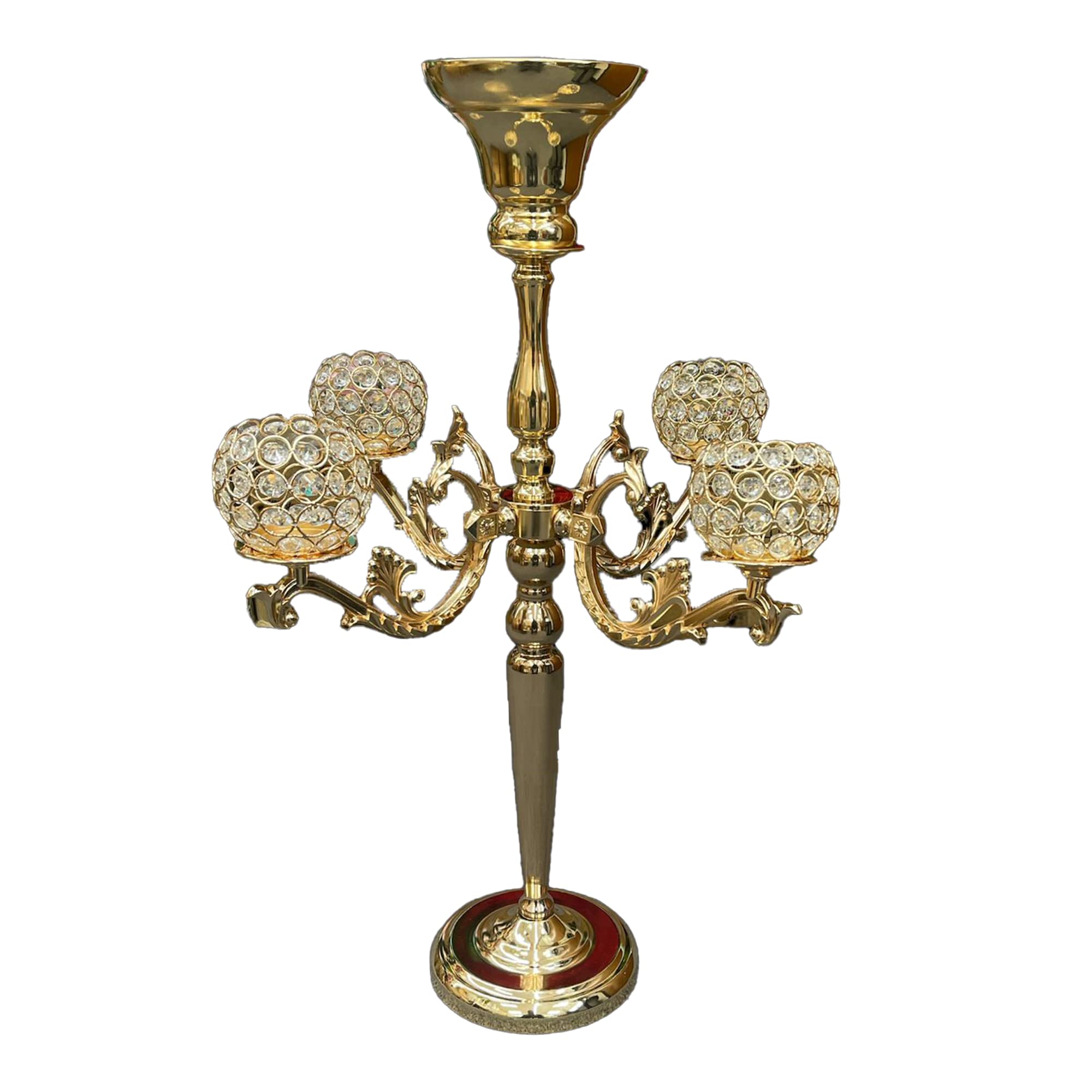 6189-Silky Silk 4 Arm Globe Crystal Bowl Candle Holder | Candelabra | Wedding Decoration centerpieces | Living Room Accents| Home Decor. (30