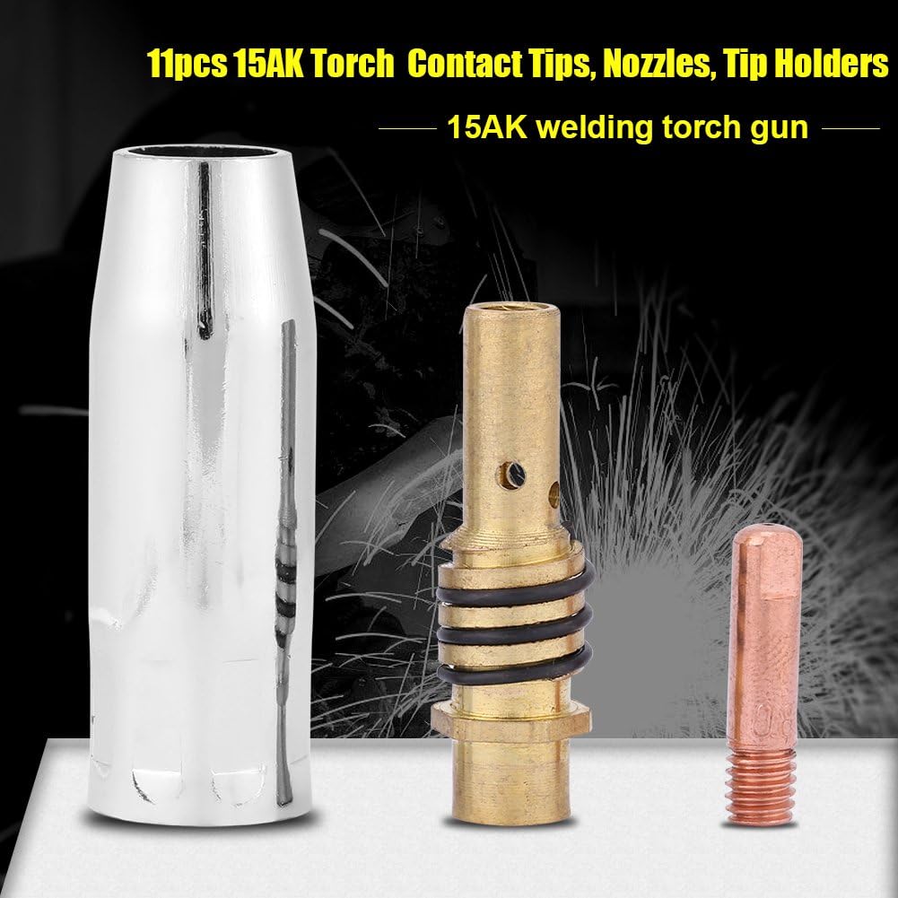 Nozzle Tip Holder MIG Welding Kit 11 Pcs 15AK Welding Torch Nozzle Tips Holder Kit Accessory for titan welder tip vulcan 220 welder tip holder mig welder