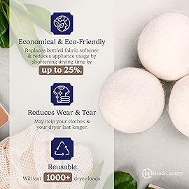 Handy Laundry Wool Dryer Balls - Natural Fabric Softener, Reusable, Reduces Clothing Wrinkles and Saves Drying Time, Better Alternative to Plastic Balls and Liquid Softener (Pack of 4)