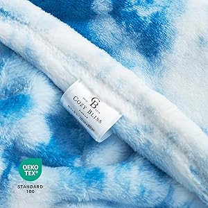 Cozy Bliss Tie-Dye Fuzzy Throw Blanket for Couch - Thick Soft Warm Non Shedding Fleece Blankets for Boho Dcor Room, for Kids, Women Men Girls, Tie-Dye Blue 60"*80"