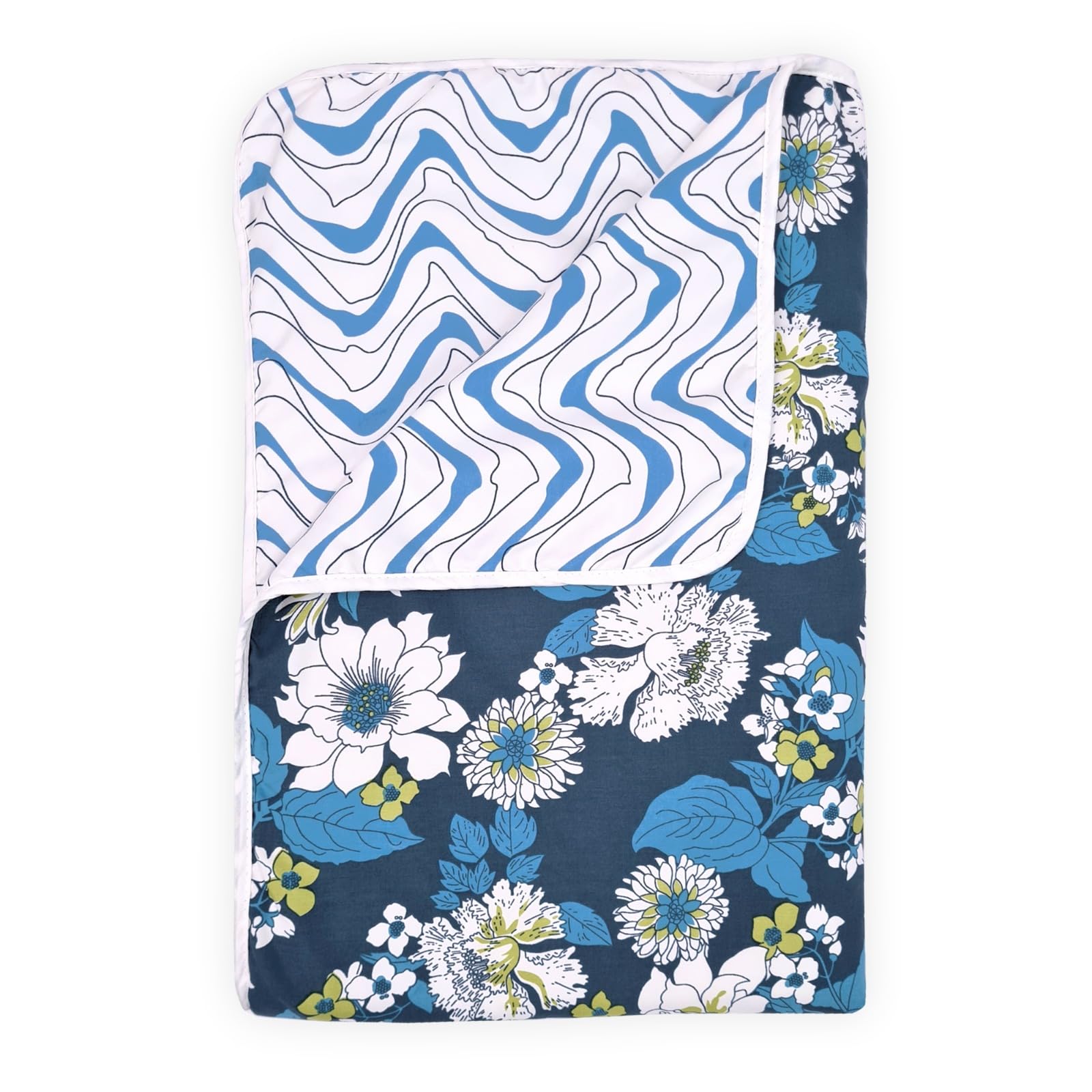 Divine Casa 120 GSM Microfiber Single Dohar | Soft & Lightweight Revesible Blanket | Cozy & Breathable | All-Season Comfort | 210 x 140 CM | Floral Pattern | Celestial Gray Blue