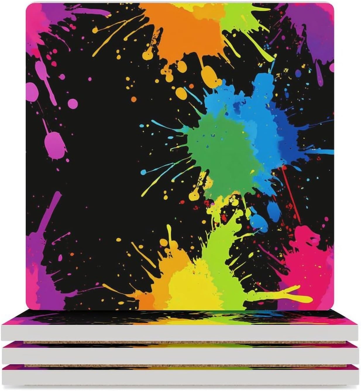 Tie Dye Print Ceramic Coasters Square Drinks Coaster Coffee Table Decor Table Coaster for Home Bar