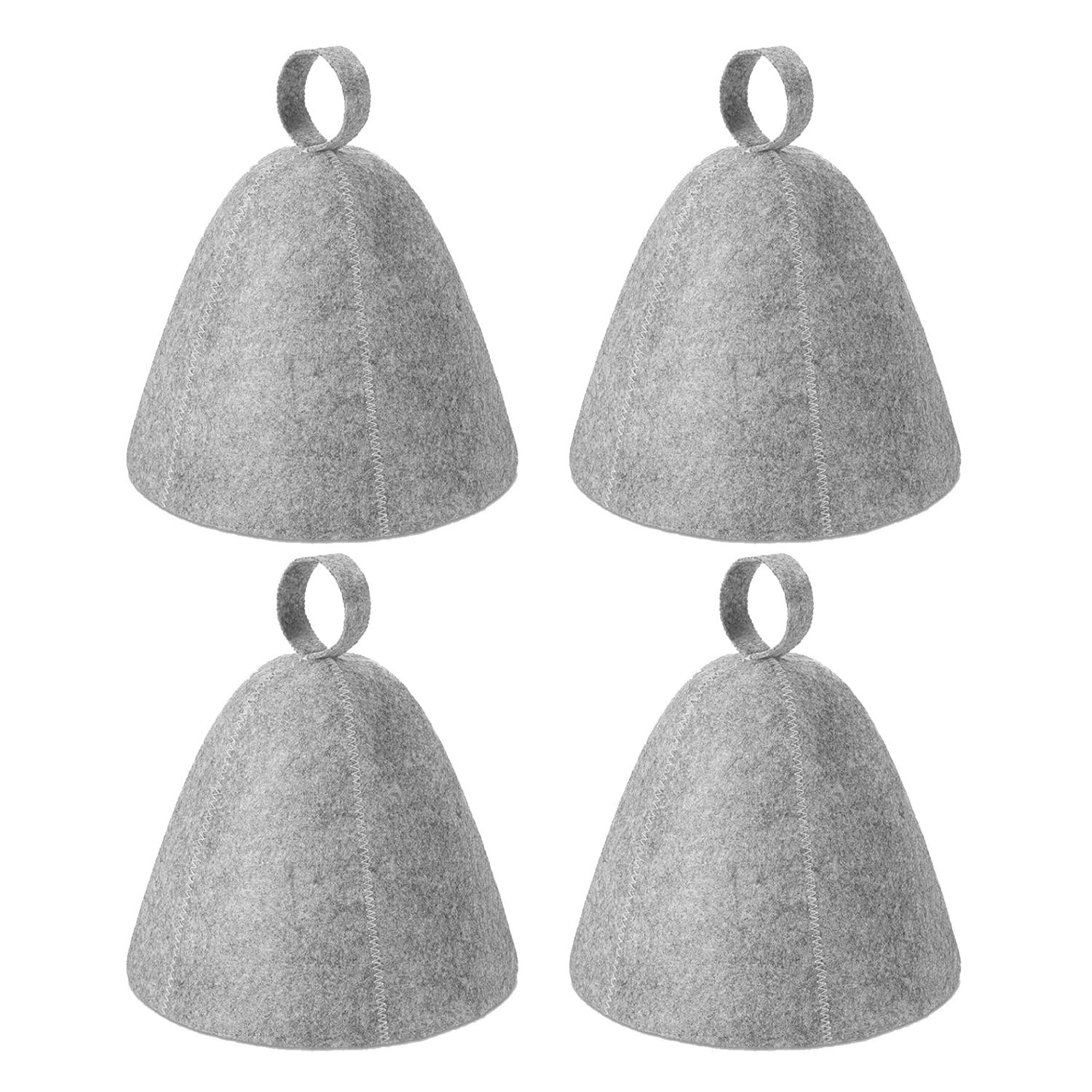 Ushxvg Unisex Gray 4 Sauna Hats, Fashionable And Simple Shower Caps, Natural Felt Absorbent And Breathable, Suitable For Hot Springs, Bathrooms, Steam Rooms And Other Scenes.
