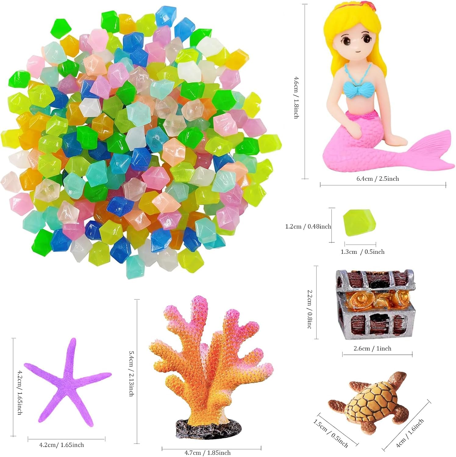 Yesnote Fish Tank Aquarium Decoration Set, Mini 100pcs Glowing Pebbles Liminous Rocks - Image 4