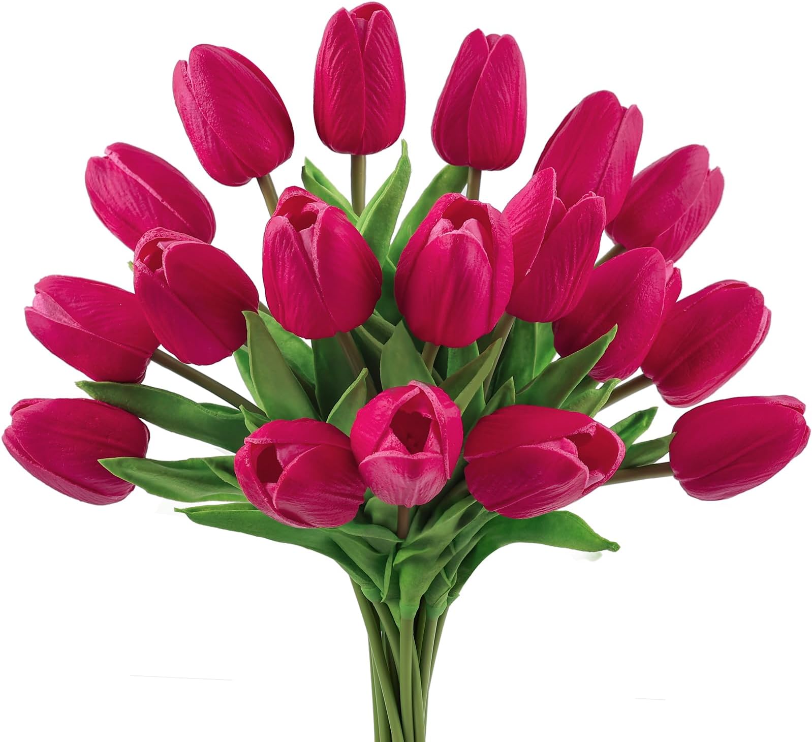 Beferr 18pcs Tulips Artificial Flowers Faux Tulip Real Touch Fake Flowers Bouquets Arrangements for Mothers Day Easter Spring Flowers Gifts Home Table Decor Rose Red