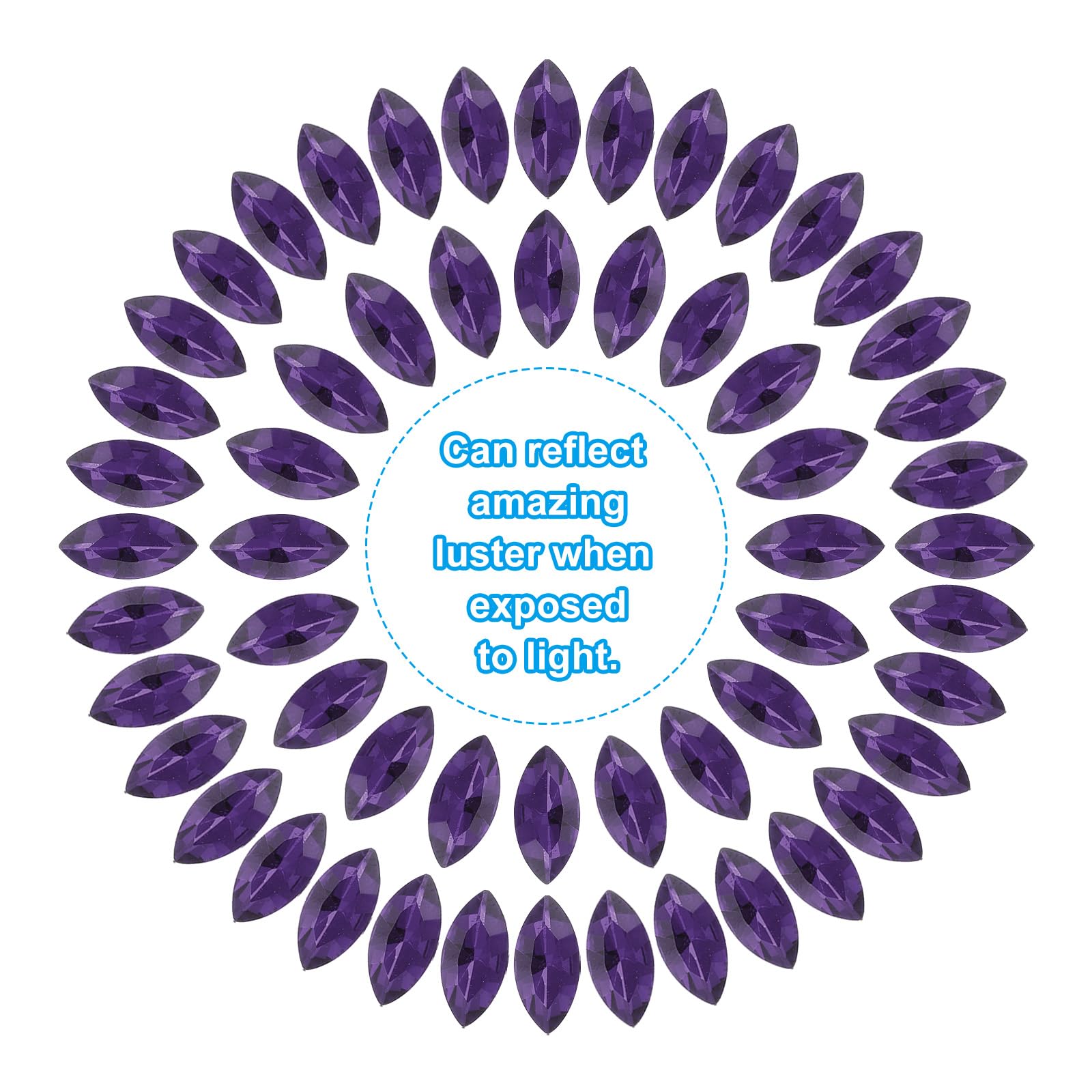 PATIKIL Marquise Gems, 40 Pcs 15x7mm Glass Rhinestones Flat Back Navette Horse Eye Crystal Gems for Jewelry Making DIY Craft Violet - Image 4