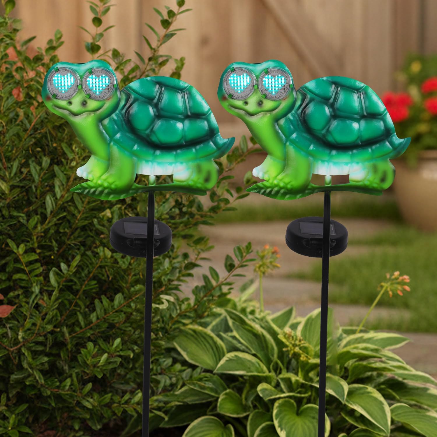Turtle Decorative Garden Stakes with White LED Lights Display I Love U, 39.3" Solar Turtle Garden Decor Outdoor for Yard Patio Pathway Lawn Ornaments